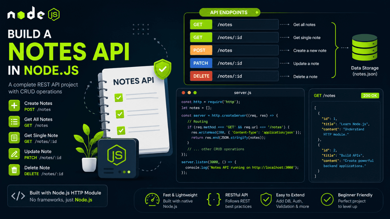 Build a Notes API in Node.js: Complete REST API Project for Beginners
