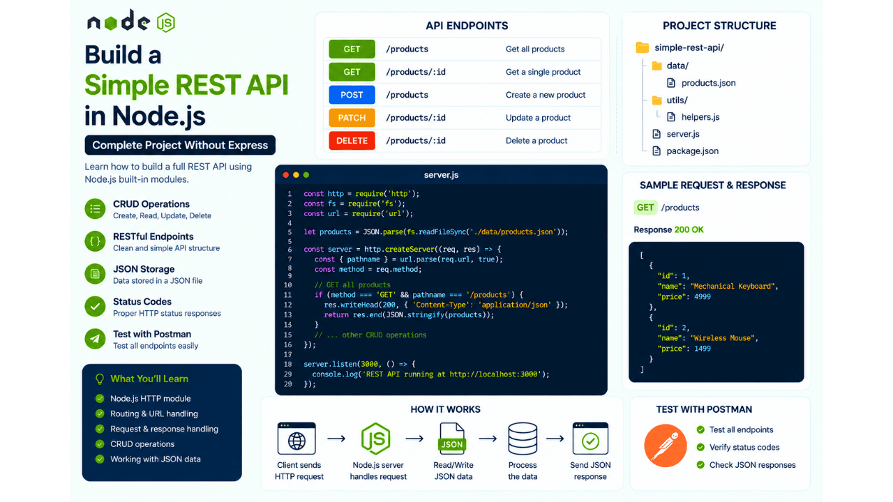 Build a Simple REST API in Node.js: Complete Project Without Express