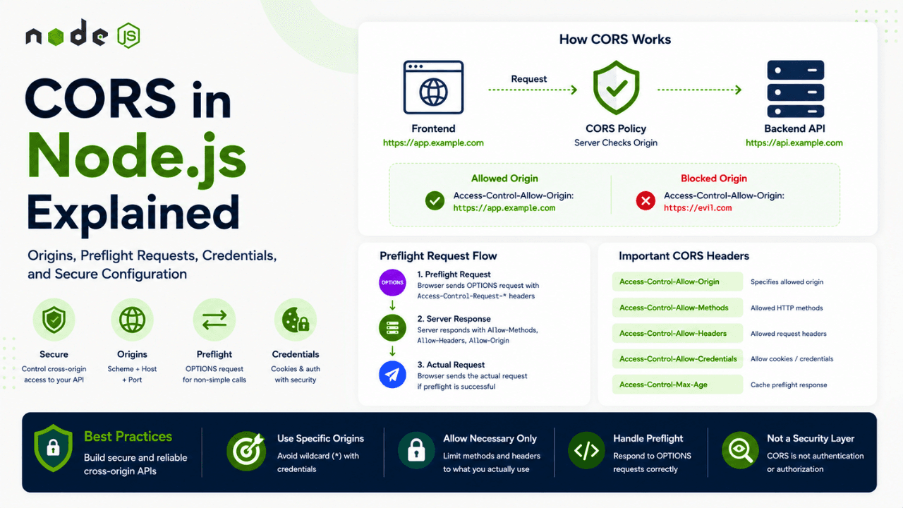 CORS in Node.js Explained: Origins, Preflight Requests, Credentials, and Secure Configuration